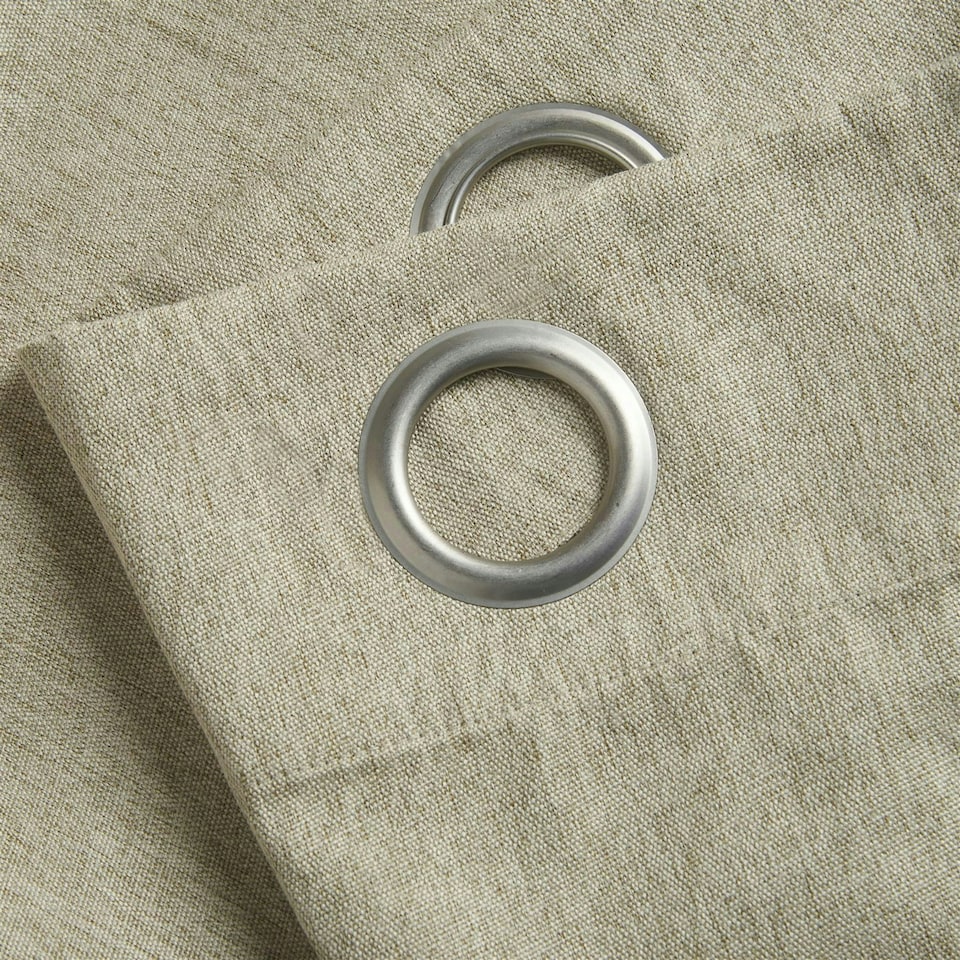 image 1 of Linen Look Blackout Ring Top Eyelet Curtains - 161cm x 137cm - Beige