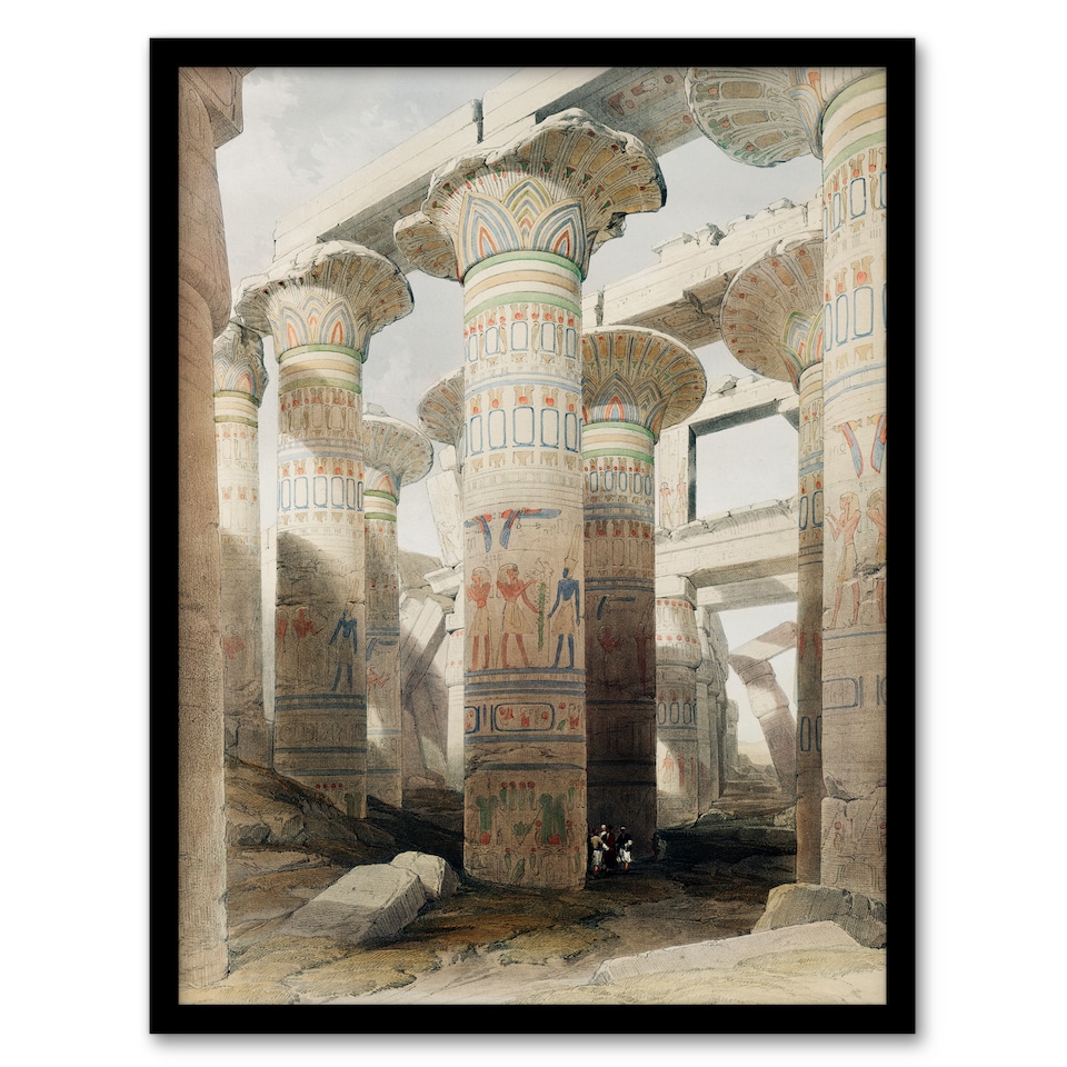 image 1 of David Roberts Framed Wall Art Karnak Temple Great Hypostyle Hall Home Décor