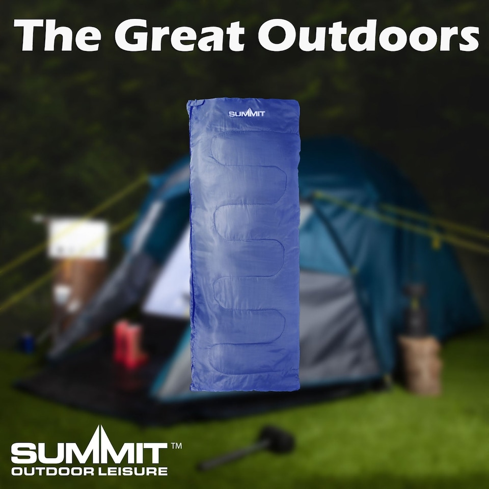 image 1 of vfm-estore Summit Trekker Envelope Sleeping Bag Single - Blue, 180 x 75 cm