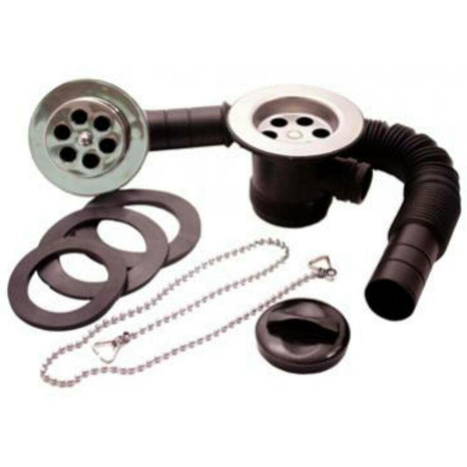 Oracstar Robimatic Waste Overflow Bath Kit - Black/Chrome - One Size