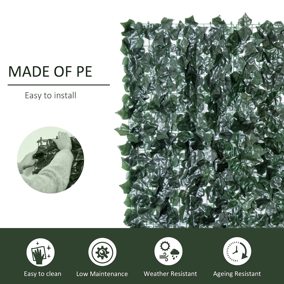 image 1 of Outsunny Artificial Leaf Hedge Privacy Screen Roll Garden Fence Panel 1m x 2.4m