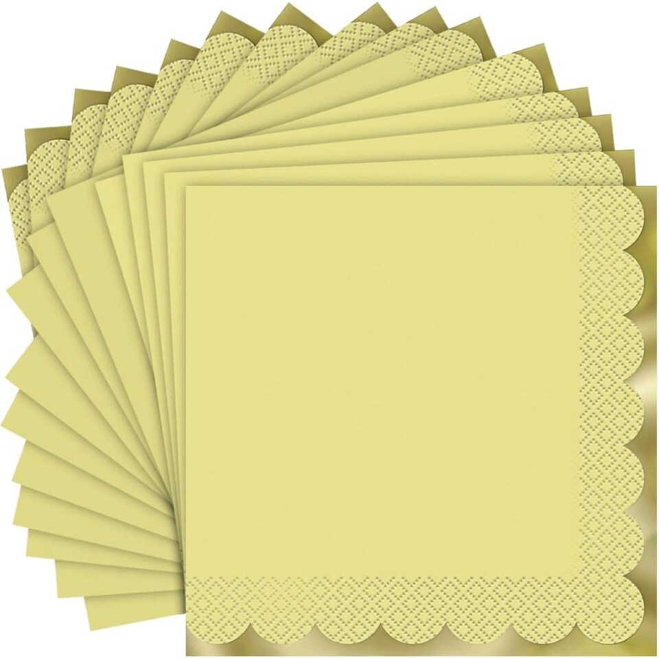 16 PASTEL YLLW/GOLD LUNCHEON NAPKIN-FS - UNIQUE N/A