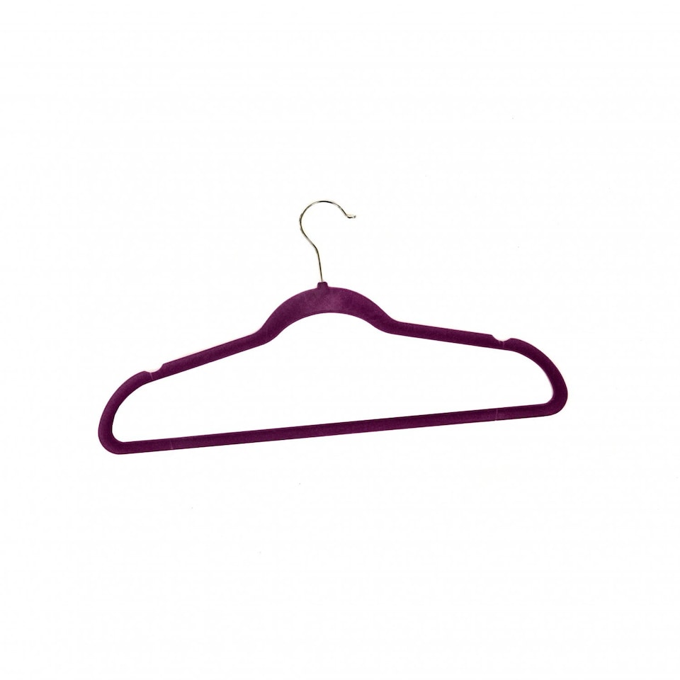 image 1 of Pack of 20 Purple Non-Slip Space Saving Velvet Clothes Garment Coat Suit Hangers