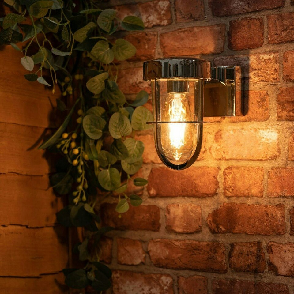 image 1 of ValueLights Fanar Polished Chrome Industrial Chrome Bathroom Wall Light