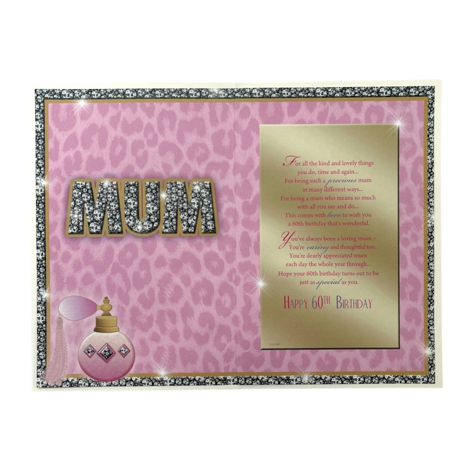 image 1 of Age 60th Birthday Mum Fabulous At Sixty Sentiment 60 Birthday Greeting Card
