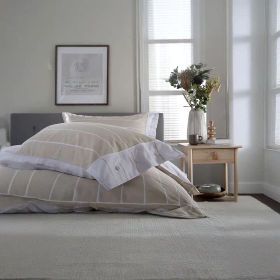 image 1 of TLC Pin Stripe Duvet Set | Cream | Cream | Double | 1