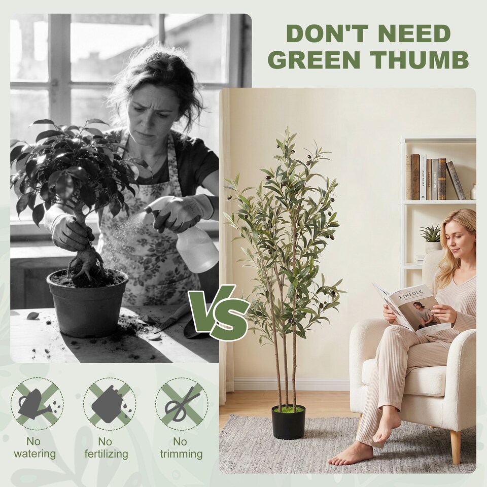 image 1 of HOMCOM 148 cm Decorative Artificial Plant, Silk Olive Tree with 553 Leaves