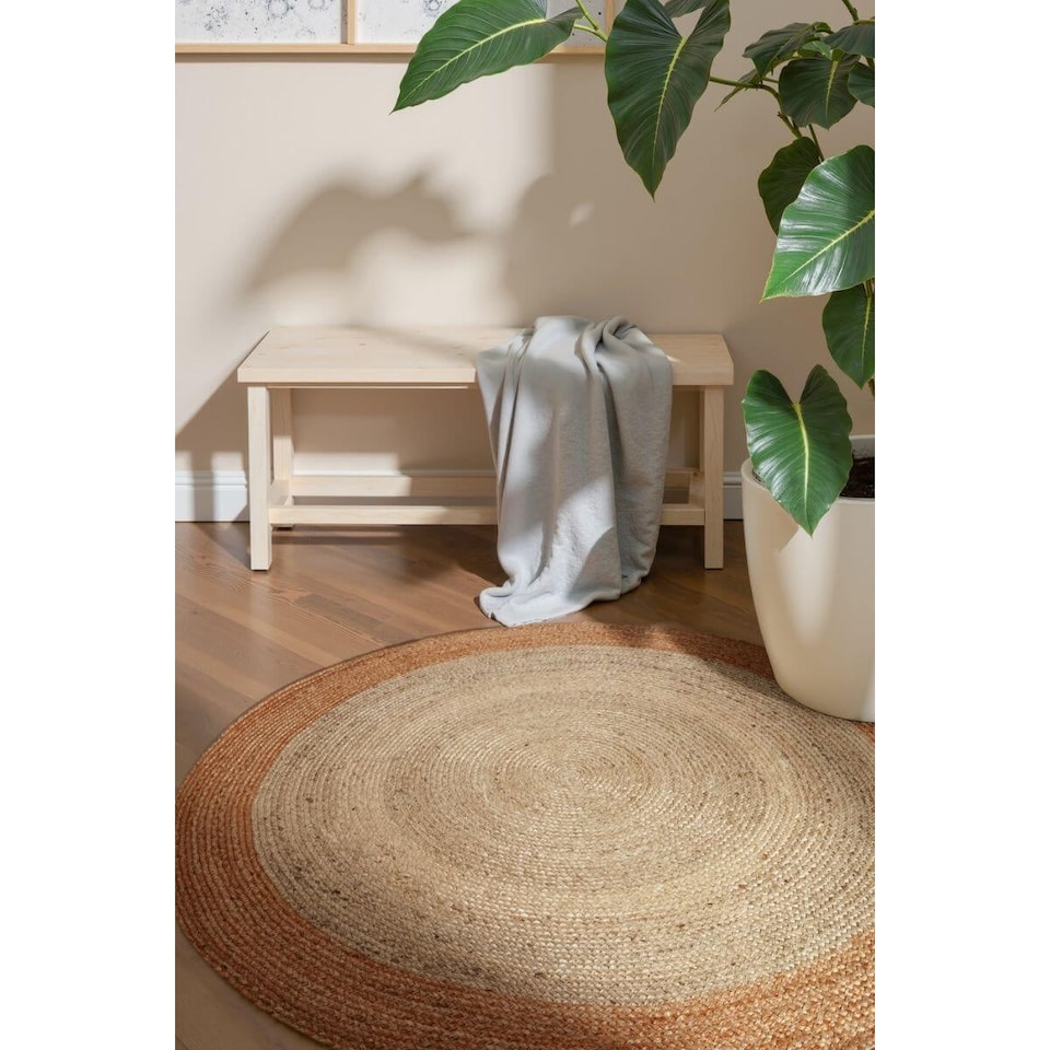 Handmade Round 100% Natural Jute Rug – Braided, Reversible, Modern Rustic, India, Various Sizes