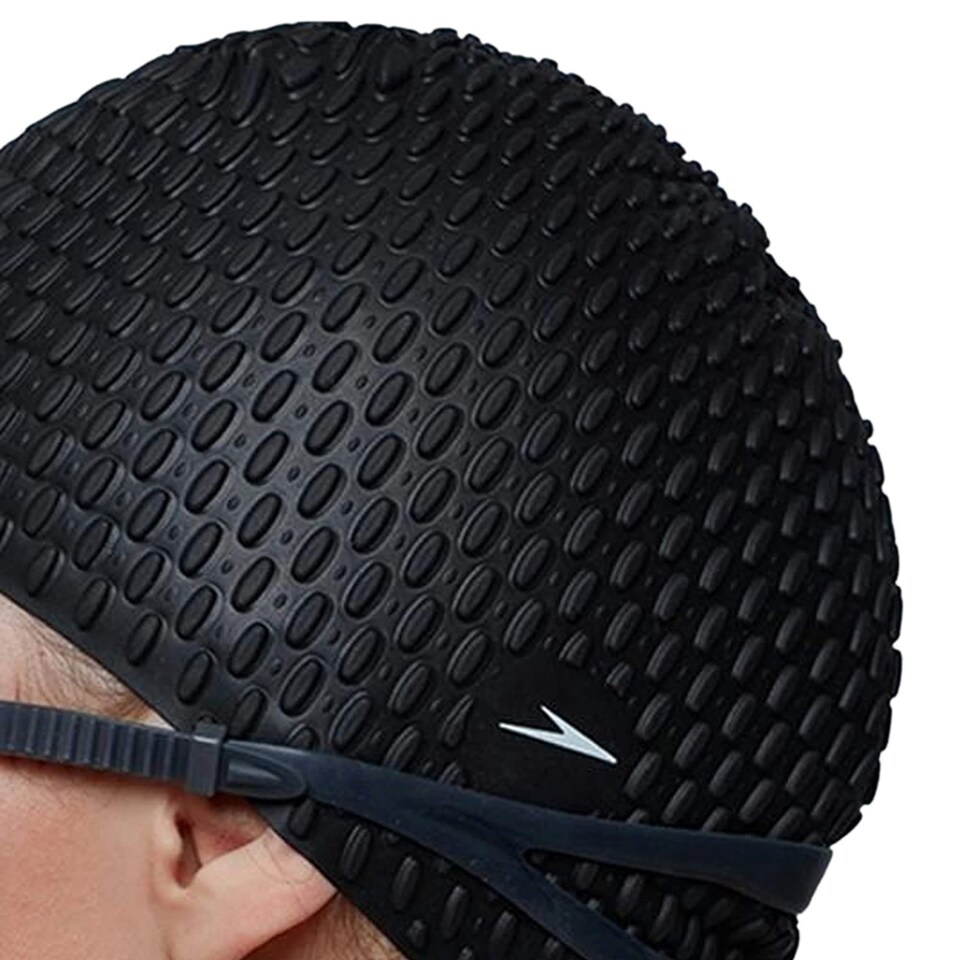 image 1 of Speedo Unisex Adult Bubble Swim Cap - Black - One Size