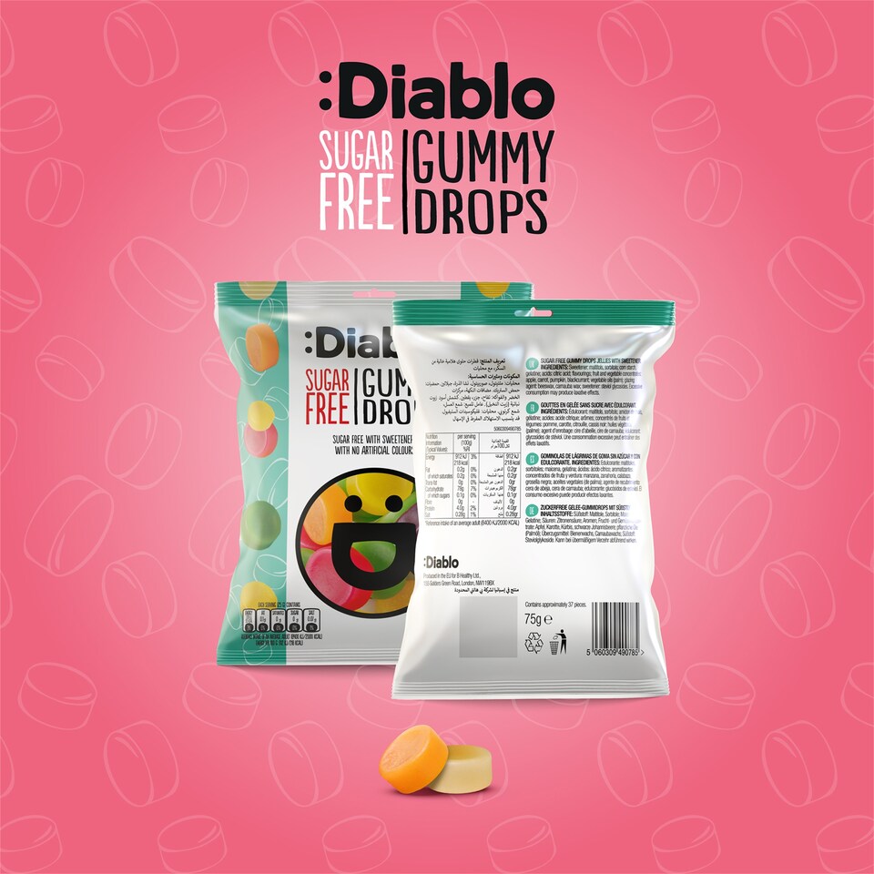 image 1 of Diablo Sugar Free Gummy Drops 75g 3 Pack