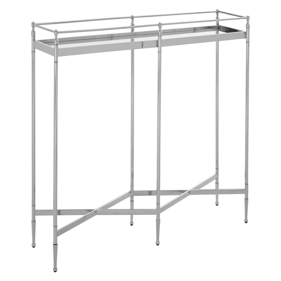 image 1 of Elegant Mirrored Top Console Table,Captivating Silver Finished Hallway Table,Decorative Table,Center Table Silver