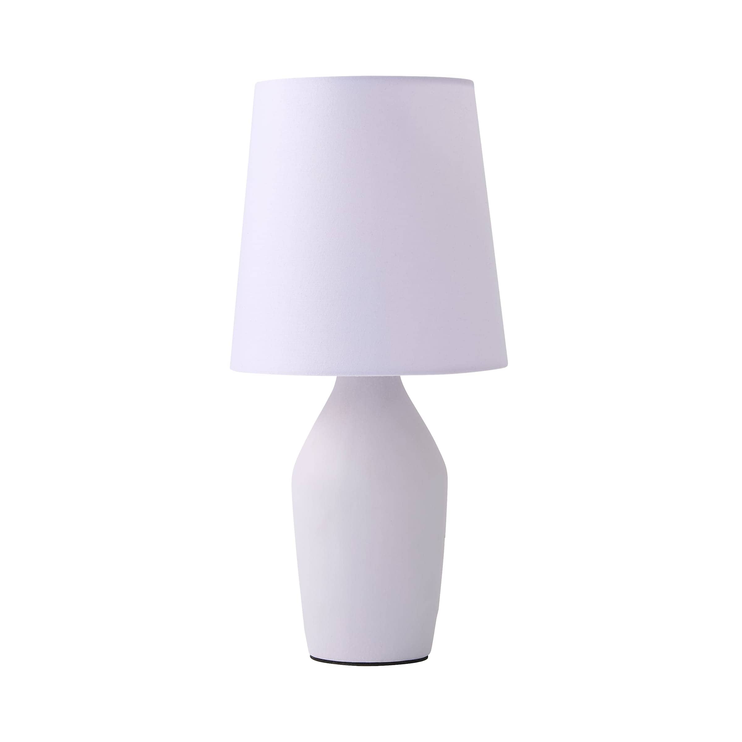 ValueLights Arlo Compact Ceramic Table Lamp with Fabric Shade with LED Bulb in Lilac