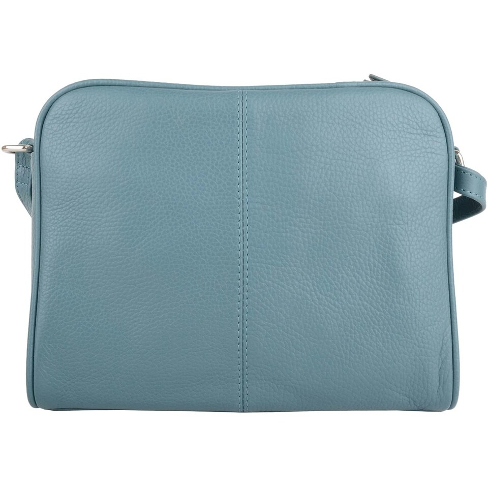 image 1 of Genuine Soft Leather Crossbody Shoulder Handbag with Suede Panelling Grey | Light Grey
