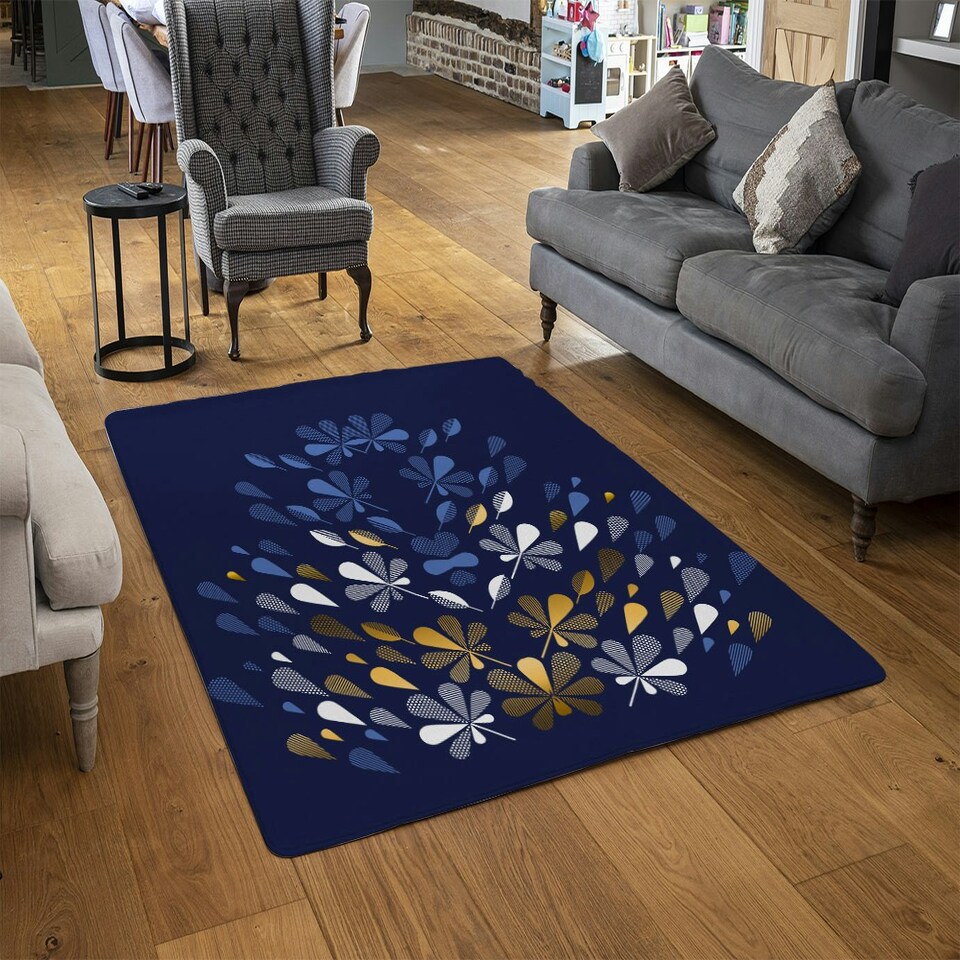 image 1 of Autumn print (Rug) Blue | XL: 160x230cm