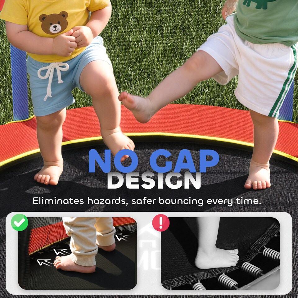 image 1 of HOMCOM Trampoline for Kids w/Enclosure Net Built-in Zipper 3-10 Year