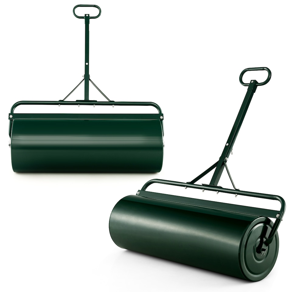 image 1 of COSTWAY Metal Lawn Roller Push/Tow-Behind Lawn Roller-Green