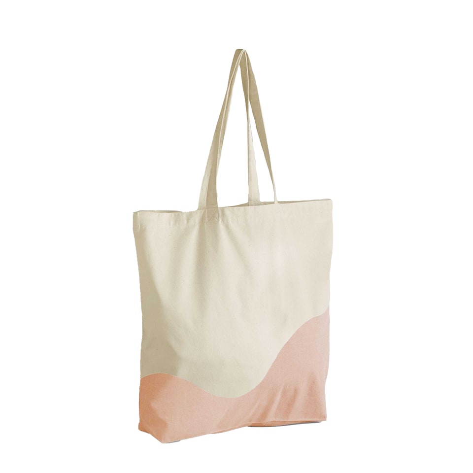 image 1 of Westford Mill Wave Pattern Maxi Tote Bag | Orange | Natural/Peach | One Size | 1