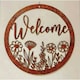image 1 of Wildflower Round Welcome Small Garden Wall Art - L29.5 x H29.5 cm - Bare Metal/Ready to Rust