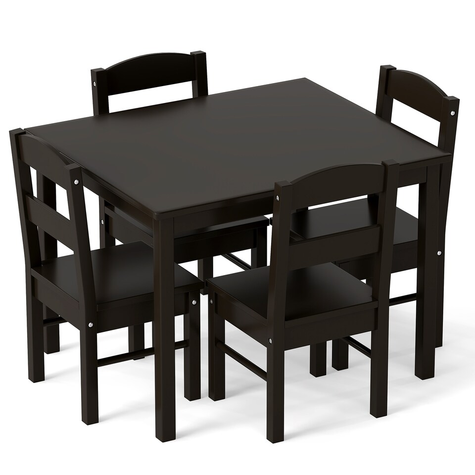 image 1 of COSTWAY Kids Table and 4 Chairs Set for Toddlers Brown