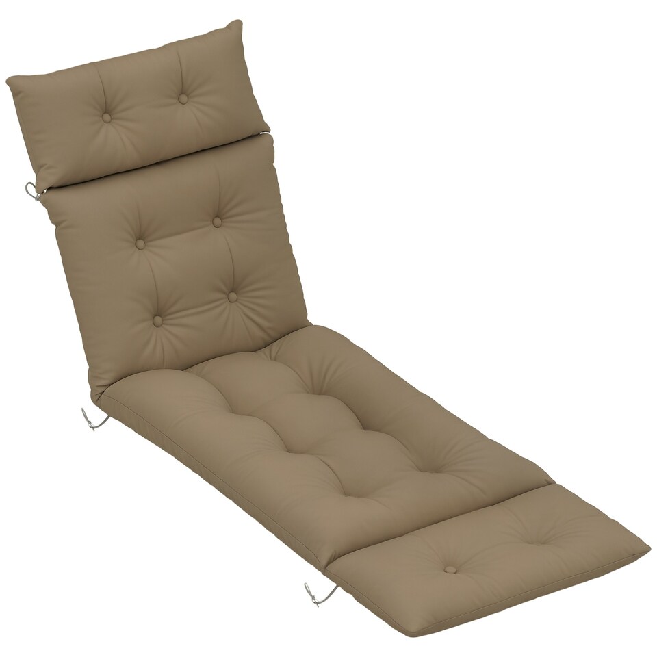 image 1 of Outsunny Sun Lounger Cushion Only, Garden Lounge Chair Cushion, Light Grey