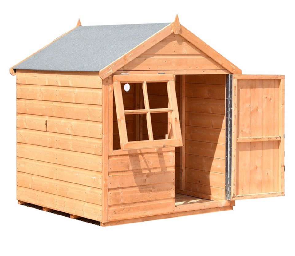 image 1 of Playhut 4 x 4 Feet Single Door with One Opening Window Playhouse | Brown