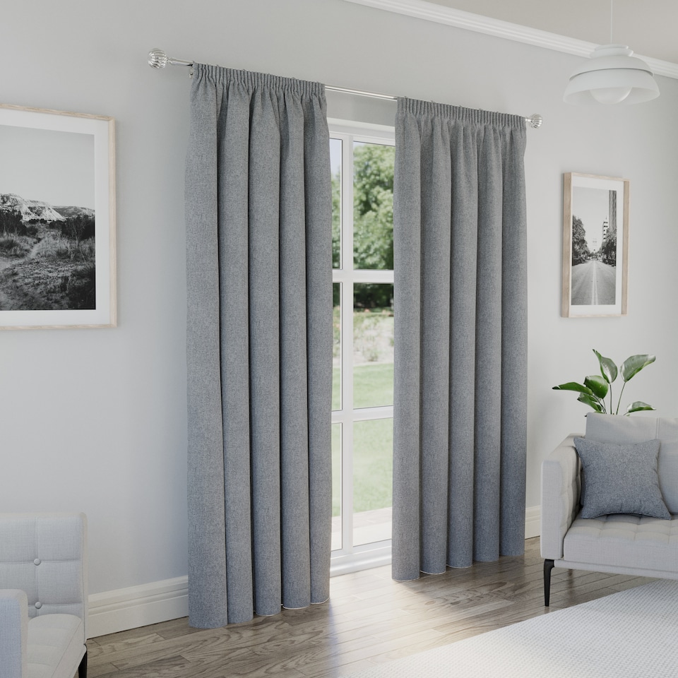 image 1 of Enhanced Living Dallas 100% Blackout Thermal Grey Curtains with 3" Tape Top Header (PAIR) - 90x108 inch (229x274cm)