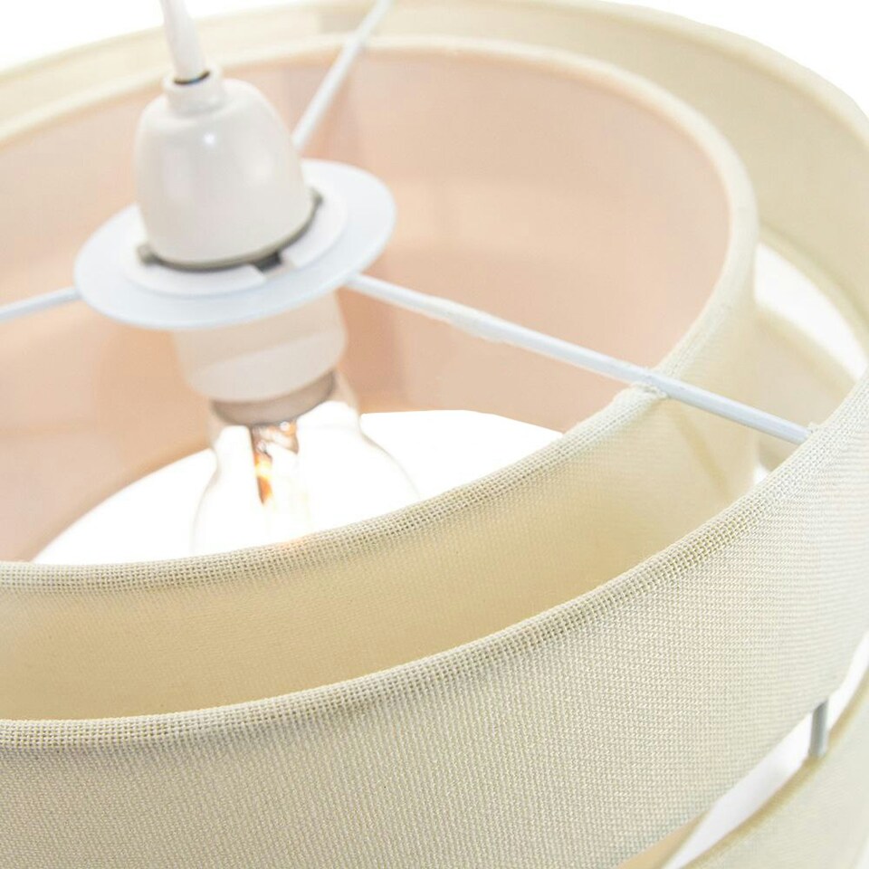 image 1 of Contemporary Quality Cream Linen Fabric Triple Tier Ceiling Pendant Light Shade