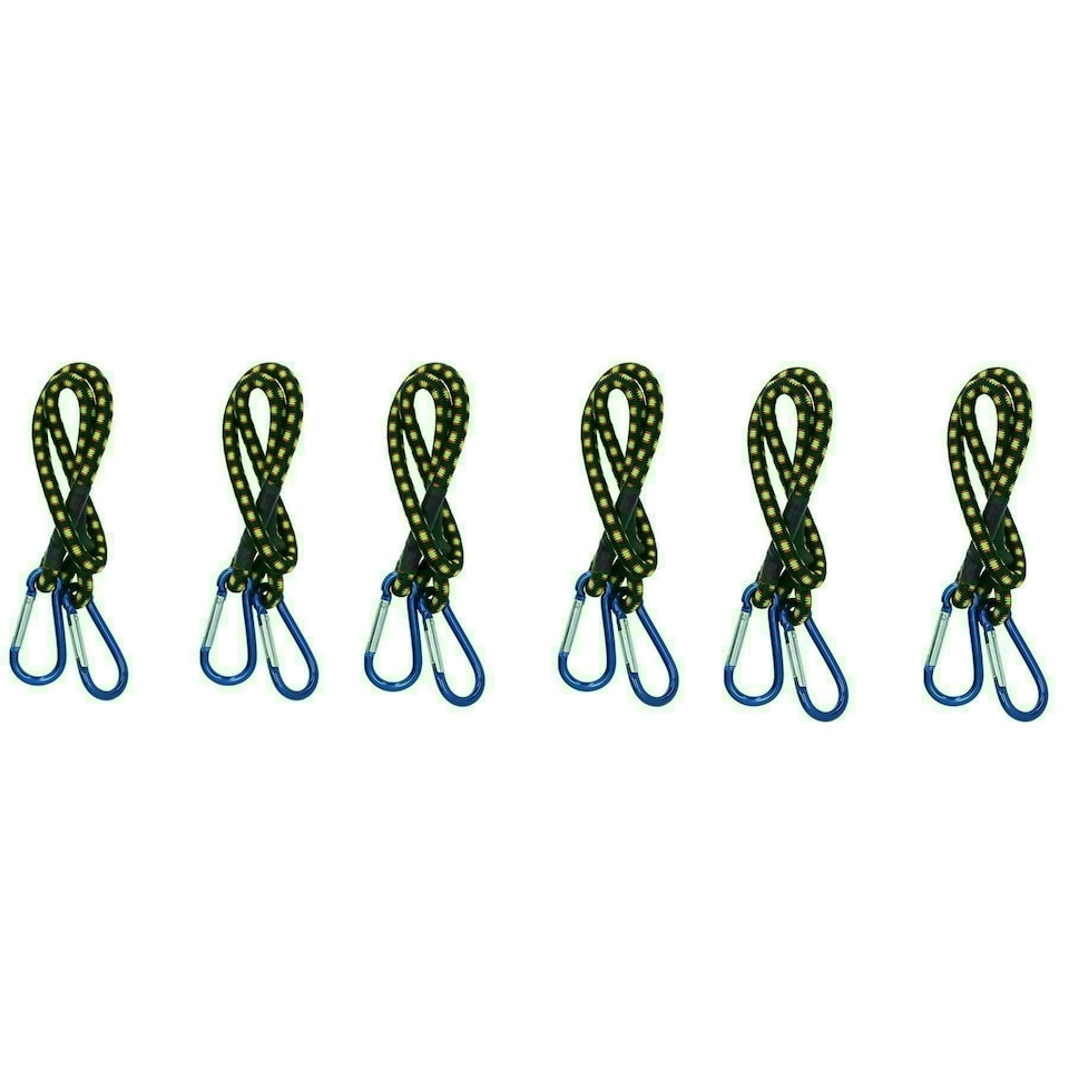 image 1 of 24" Bungee Strap with Aluminium Carabiners Hook Tie Down Fastener Holder 6pc