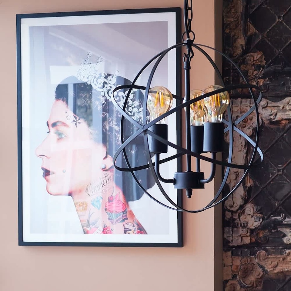 image 1 of ValueLights Dalton Black 3 Way Atom Design Ceiling Light Fitting