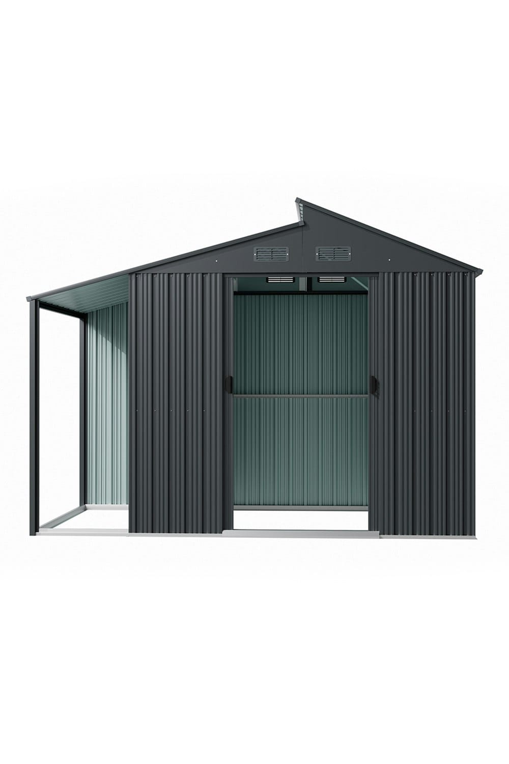 Living and Home Galvanized Steel Storage Shed with skillion and lean-to roof