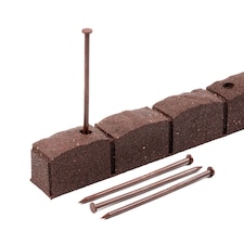 Recycled Rubber Roman Stone Garden Border 1.2m - Brown - Pack of 18 | Brown | 18 pack