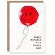 image 1 of Lovely Zeze Simple Smiley Face Red Balloon Non Binary Birthday Card