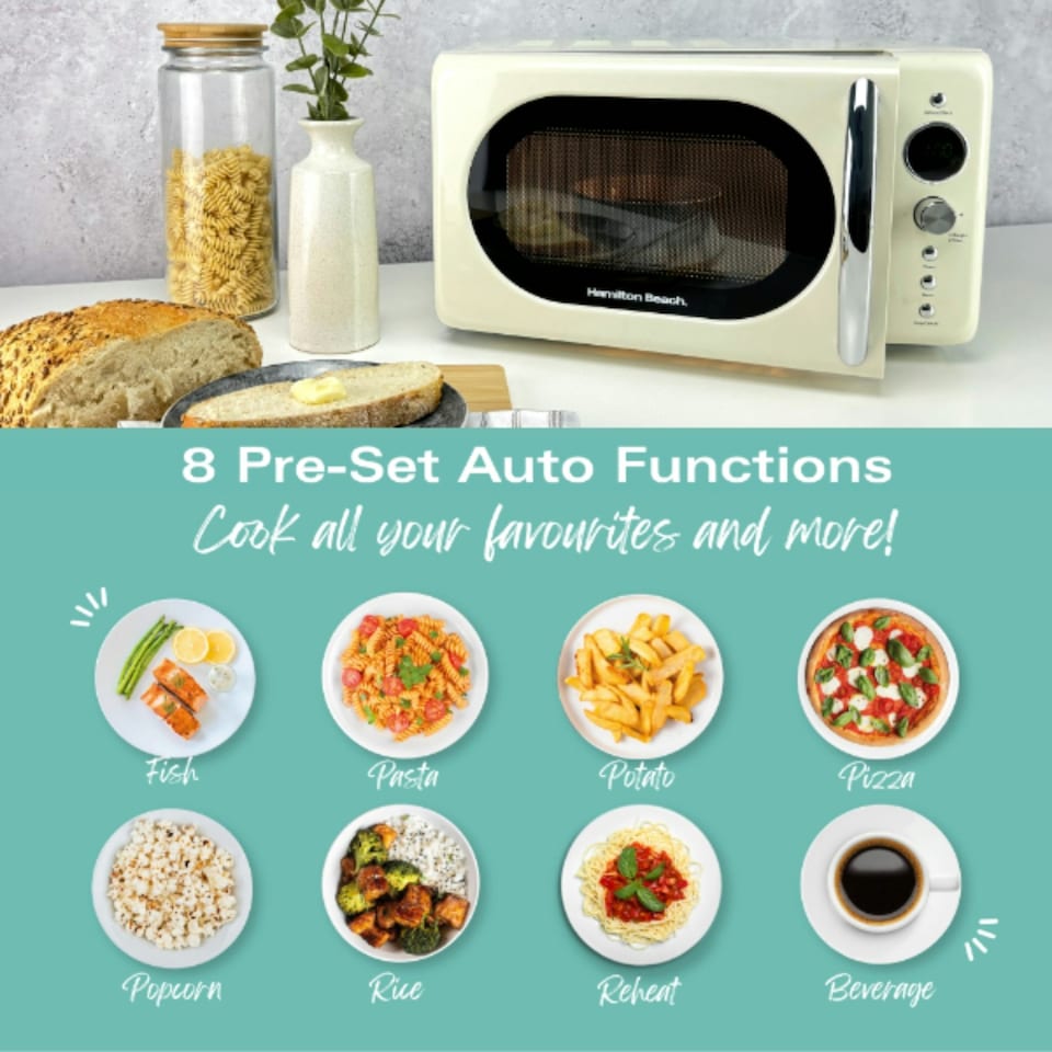 image 1 of Hamilton Beach 1.7L Kettle, 2 Slot Toaster & 20L, 700W Microwave Set - Ella Collection - Cream