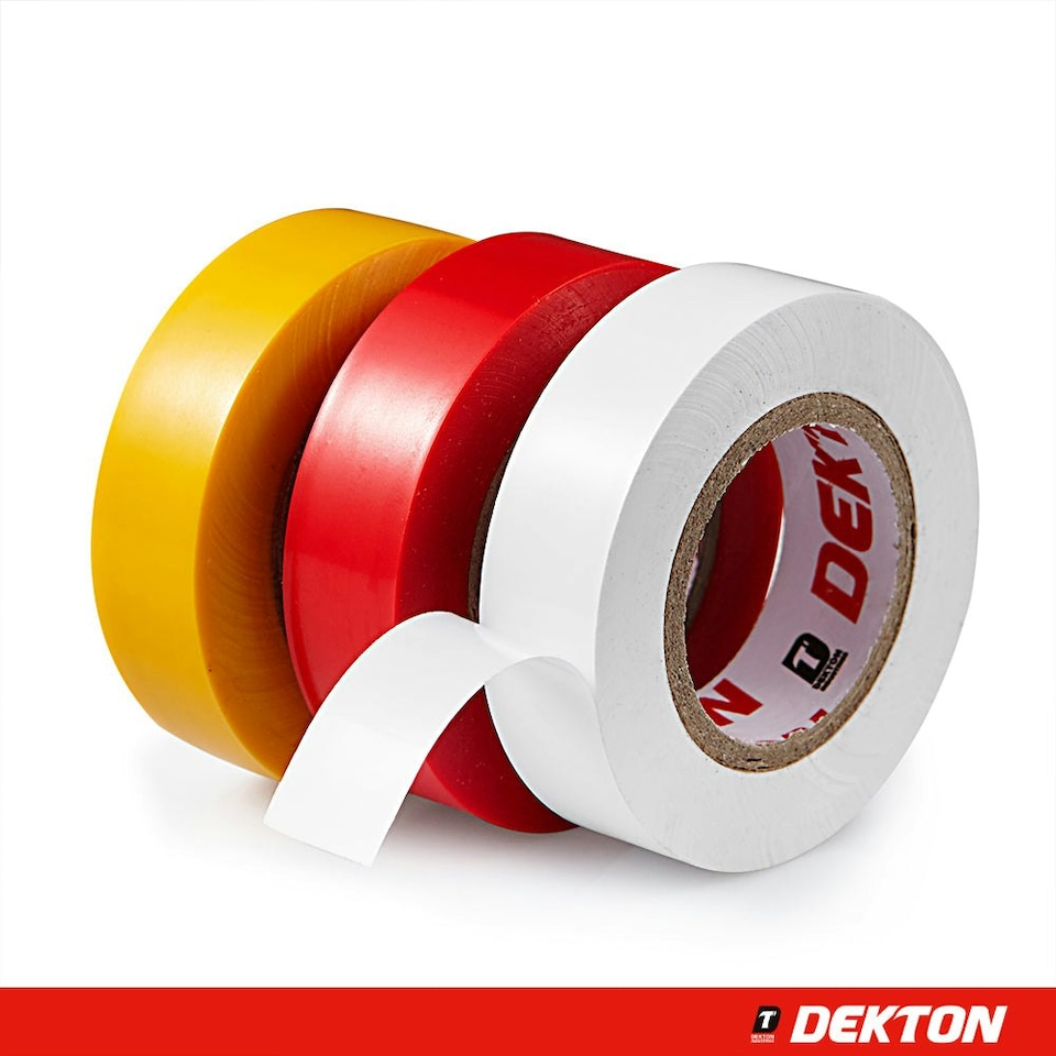 image 1 of Dekton 3pc 13M PVC Tape Electrical Insulation (YELLOW / RED / WHITE)
