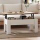 image 7 of HOMCOM Lift Top Coffee Table with Hidden Storage Compartment, Lift Tabletop Pop-Up Center Table for Living Room | White