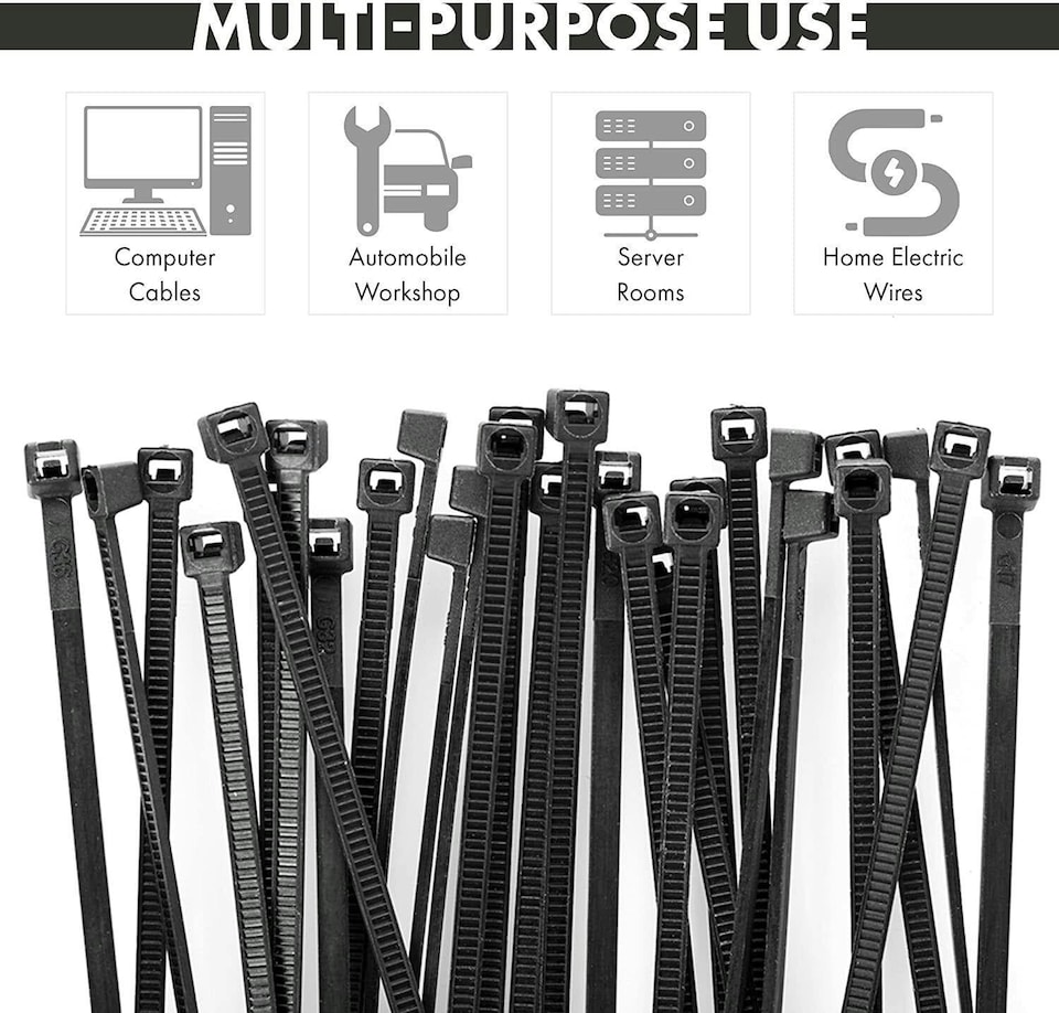 image 1 of 100pcs Black Nylon Plastic Cable Ties - 100 x 2.5mm