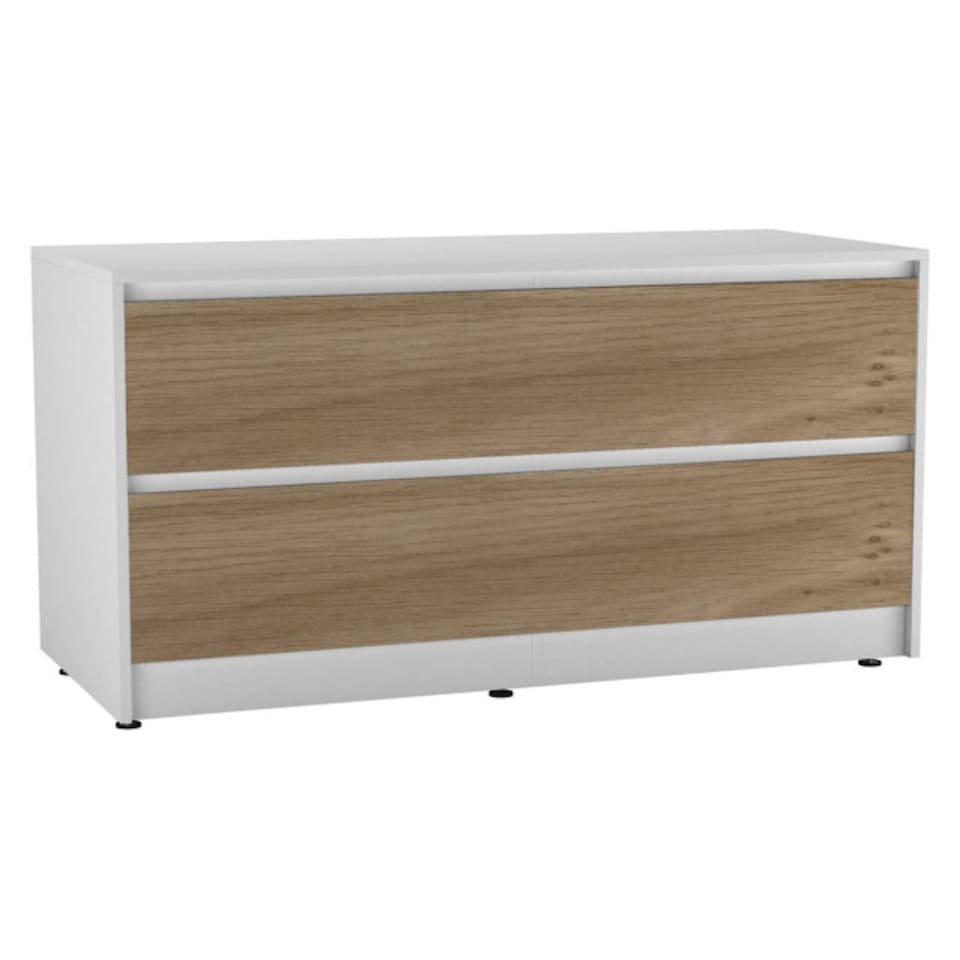 image 1 of URBNLIVING 4 Drawer Wide Chest Of Drawers Bedroom Storage Unit | Multi | White Carcass + Oak Drawers