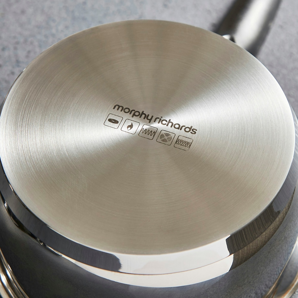 image 1 of Morphy Richards 5 Piece Pouring Spout Stainless Steel Pan Set Silver