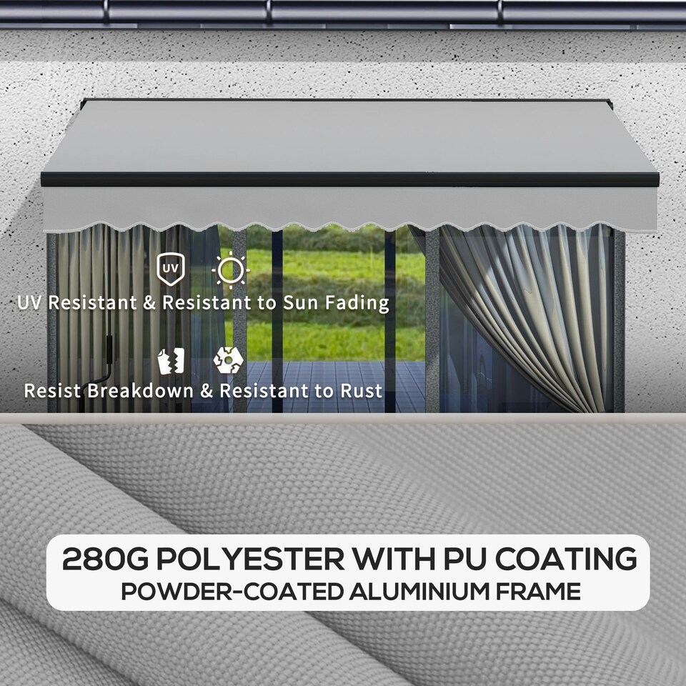 image 1 of Outsunny 3 x 2m Electric Retractable Awning, Aluminium Frame, Light Grey