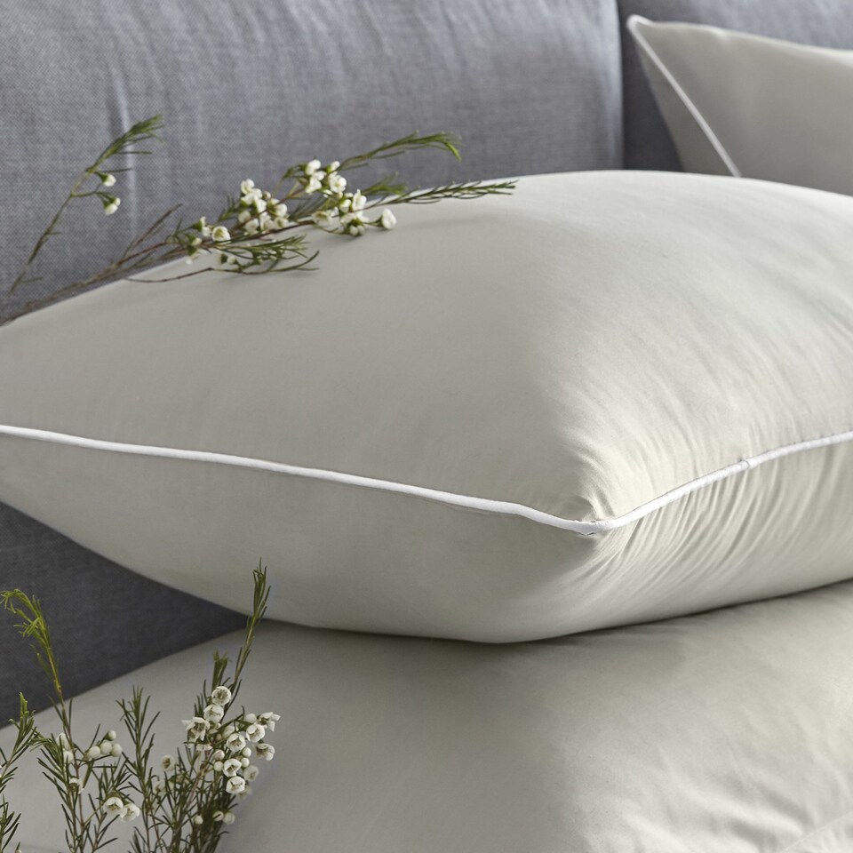 image 1 of Appletree 200TC Plain Dye Duvet Cover Set Silver with White Piping