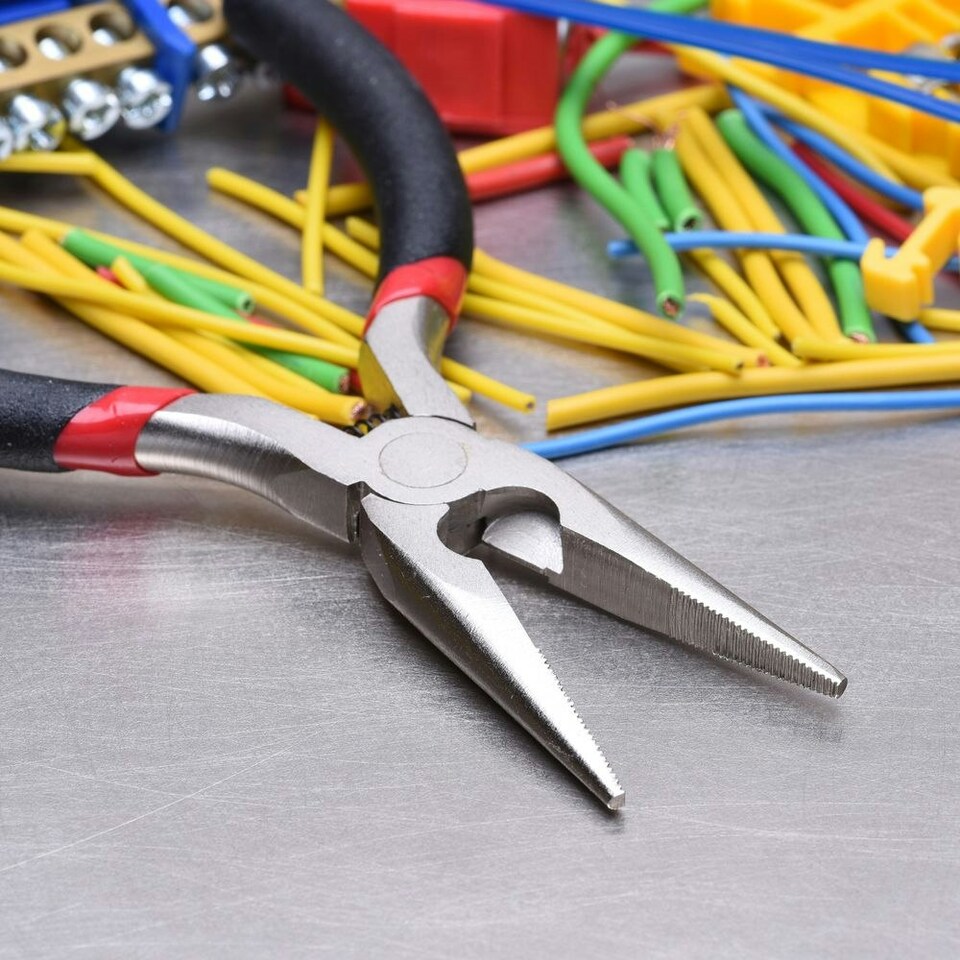 image 1 of Dekton Mini Long Nose Pliers Carbon Steel Anti Slip DIY Tool Workshop Craft
