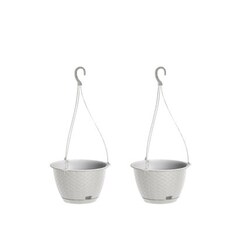 Ratolla Round Hanging Plastic Planter - 14.2x21.7x21.7 cm | White | White & Set of 2 | 2