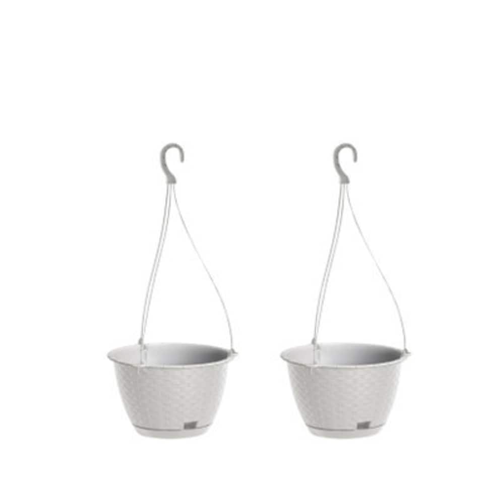 image 1 of Ratolla Round Hanging Plastic Planter - 14.2x21.7x21.7 cm | White | White & Set of 2 | 2