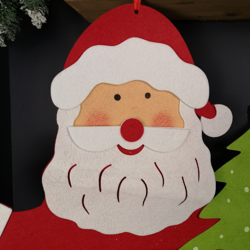 image 1 of 90cm Fabric Red and White Hanging Santa Advent Calendar Christmas Decoration