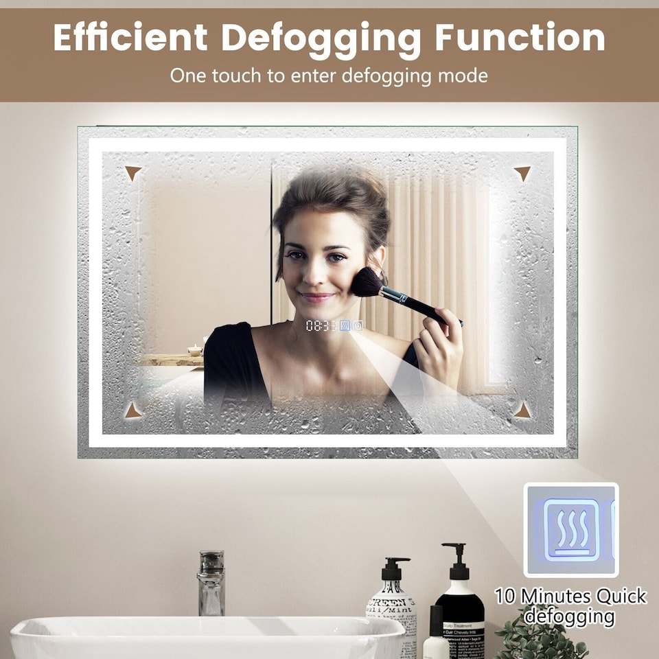 image 1 of COSTWAY 75 x 50 CM LED Lighted Bathroom Mirror Wall Mounted