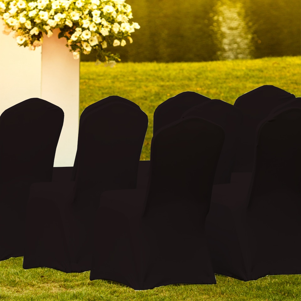 image 1 of 220GSM Black Spandex Chair Cover Stretch Fabric, Premium Quality Slipcovers
