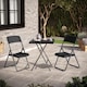 image 2 of 3 Pcs Black Rattan Design Folding Square Table & Chairs Set Outdoor Garden Patio