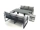 image 1 of Fimous 8 Seater Aluminium Outdoor Garden Furniture Set with Adjustable Rising Lifting Dining Table 3 Seater Sofa 2 Small Footstool Dark Grey