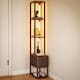 image 1 of HOMCOM LED Floor Lamp, Standing Lamp with Shelves and Fabric Drawer, Brown | Brown