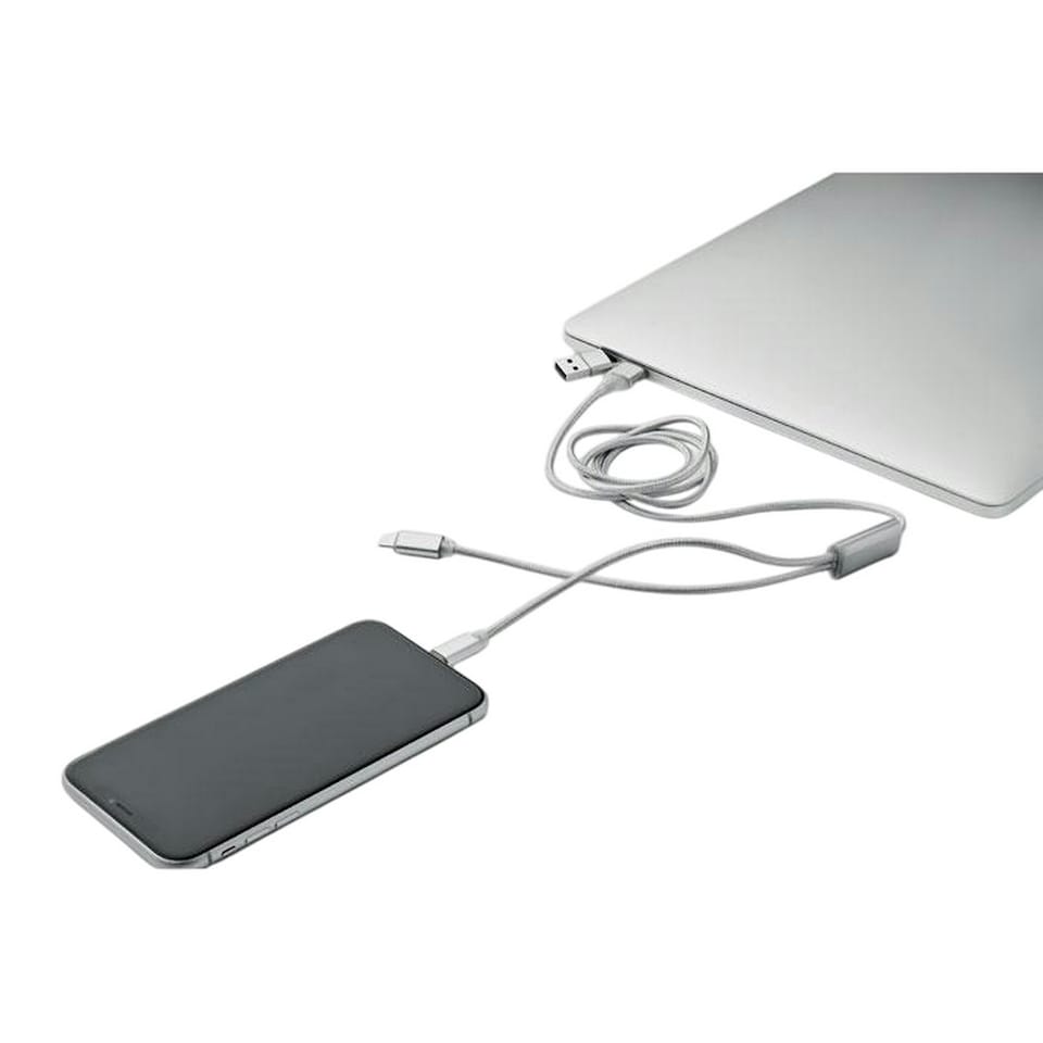 image 1 of MidOcean Cablong 2 in 1 Charging Cable - Silver - One Size